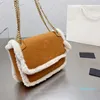 Tasarımcı-Klasik Kadınlar Zincir Çanta Postacı Omuz Crossbody Çanta Kuzu Saç Dana Çanta Lady Cüzdan Flap Messenger Çanta Çanta