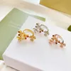 New Hot Brand Fashion Party Jewelry For Women Gold Color 4 Flower Rings Cuff Adjustable Rings Wedding Jewelry Rings Luxury Brand