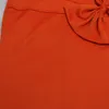 Women Butterfly Bow High Waist Skirt Office Ladies Work Wear Stretch Bodycon Sheath Jupe Saias Orange Red Summer Plus Size 210527