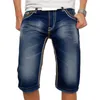 Homme Jean short été décontracté droit Denim short Streetwear homme ample genou longueur ample Jean pantalon noir bleu poche bleu