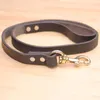 Dog Collar Leashes Big Walking Training Pet Draw Cable För Små Medium Dogs Cowhide Traction Rope Copper Hook Supplies