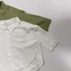 Primavera nuevas camisas de color sólido para niños, camisas sueltas de algodón con solapa para bebés, camisetas de moda para niñas pequeñas, ropa para niños 210413