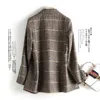Små kostymjacka Kvinnors Höst och Vinter Koreansk stil Slank Plaid Högkvalitativ Damer Woolen Coat Fashion Blazer 210527