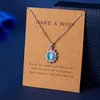 Pendant Necklaces 1PC Gorgeous Natural Stone Dolphin Flower Shining Rhinestone Link Chain Necklace With MAKE A WISH Cardboard Charm Jewelry