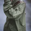 Maden Hommes Vintage M51 Fishtail Armée Vert Et Camel Trench-Coat Tissé Taille Corde Mi-longueur Surdimensionné Lâche Militaire 210819