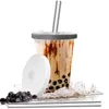 Riutilizzabile Boba Cup 16OZ Bicchiere di plastica spessa a doppia parete Design a prova di perdite Bubble Tea Mug spedizione via mare RRB13239