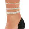 Shining Crystal Rhinestone Elastiska Anklets För Kvinnor Ankel Armband På Ben Armband Skiktad Anklet Foot Smycken Enkelbandje