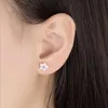 925 쥬얼리 스털링 실버 벚꽃 상감 핑크 지르코니아 귀 스터드 여성을위한 간단하고 인기있는 귀걸이