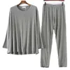 Stor storlek sommar långärmad pyjamas för kvinnor Modal Loose HomeWear Kvinna Lounge Wear Plus Size Home Clothes Set 210830