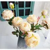 Szampański Niebo Niebieska Rosa Dekoracja Sztuczne Kwiaty Jedwabne Pozostawia 3 głowy Długie Roses Stem Rose Wedding Party Home Dekoracyjne