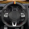 Car Steering Wheel Cover Soft Black Genuine Leather Suede For Volkswagen Golf 6 GTI MK6 VW Polo GTI Scirocco R Passat