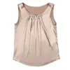 Sexig koreansk stil smal beading ärmlös väst toppar kvinnor damer solida färger tank silke satin 9492 50 210508