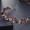 Barroco Vintage Purple Crystal Flowers Nupcial Tiaras Crown Head Pieces Black Pageant Crowns Wedding Hair Accessories 210616