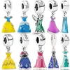 925 Sterling zilveren hanger fijne sieraden emaille prinses jurk charme fit originele pandora armband kralen cadeau maken voor vrouwen