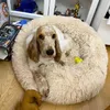 Super stor hund säng lång plysch rund husdjur produkt katt mattor kennel varm sovande kudde leveranser drop 210924