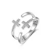 Diamante Diamante Jesus Cross Ring Band Open Open Ajusta Ajusta Holky Stacking Rings Mulheres Casal Casal Fashion Jewelry Gift Will e Sandy