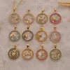 Round 12 Zodiac Sign Necklace Gold Chains Leo Aries Pisces Pendants Charm Star Sign Choker Astrology Necklaces Fashion jewelry will and sandy