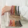 Party Favor Silicone Keychain Armband Key Chain Portable Circle Wristlet Hållbar PU -handledsrem Tassel Pendant Nyckelring