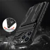 Kickstand Case with Sliding Card Holder Military Grade Shockproof Phone Cases for iPhone 14 15 Pro Max 13 12 Mini 11 XS XR 7 8 Plus