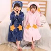 Kids Robe Flannel Bathrobe After Bath Girls Pajamas Sleepwear Baby Boy Winter Hooded Robes Teen Pyjamas Warm Nightgown Home Wear 211130