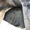 Short jeans falso dois para mulheres cintura alta patchwork rebite shorts casuais roupas da moda feminina verão 210521