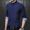 Koszulki męskie małże koszule swobodne koszule długie rękaw Slim Men Dress Shirt 2021 marka projektant mody Wysokiej jakości solidne ubrania męskie Fit Business M-5xl