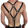 Men Sexy Harajuku Faux Leather Body Chest Harness Suspenders Punk Shoulder Strap A0NF