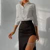 Kjolar Svart Midi Pencil Skirt Sexig Club Outfits Tassel Elegant Fast Färg All-Match High-Waisted Fashion Womens High Waist