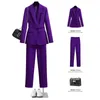 Pantalon deux pièces femme violet costume professionnel femme printemps automne mode tempérament élégant bouton ceinture neuf points deux pièces femmes