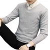 Slim Knitted Cashmere Wool Sweater Men Tops Pullovers Autumn Winter Warm Casual Solid Color V-Neck Full Sleeve M-3XL 211018