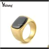 Cluster Rings Drop Delivery 2021 Jewelry Personality Classic Stainless Steel Black Agate Casting Natural Stone Mens Ring Het9A