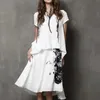Letnia druk bawełniane sukienki lniane dla kobiet Prosta moda patchwork eleganckie przypadkowe luźne vestidos kobiet 210525