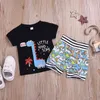 Zomer Kinderen Sets Casual Korte Mouw Print Cartoon T-shirt Dinosaur Shorts 2 stks Jongens Kleding 1-5T 210629