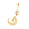 Dangle Moon Star Belly Barbells Women Body Jewelry cubi zirconia Navel Rings For Salon and Piercing Supplies