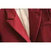 Eleganckie Kobiety Luźne Blazers Moda Damska Vintage Burgundia Garnitury Kurtka Dorywczo Kobieta Notched Collar Garnitur Dziewczyny Chic 210527