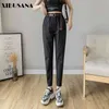 Spring Summer Women Cargo Pant with Belt Female Casual High Elastic Waist Cropped Harem Pants Mujer Streetwear Trousers 210423