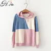 HSA Kvinnor Vinter Tröjor Söt Söt Patchwork Pullover Kontrast Hoppare Fall Chic Pull Sweater Sticka Toppar 210417