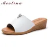 Women Slippers Summer Shoes Cow Leather Platform Wedge Heel Open Toe Slides Ladies Sandals Gray Beige Size 40 210517