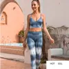 Femmes Gradient Color Yoga Sets Imprimé Fitness Gym Sports Suit Workout Running Survêtement Soutien-Gorge + Leggings