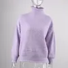 Женские свитеры Женщины Женщины Женщины Сплошной водолазки вязаный свитер 2022 Осенний зимний с длинным рукавом теплый свободный пул.