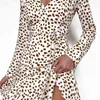 Леопардовый принт Элегантное платье Женщины осень зима короткие повседневные платья сексуальные рюшами Vestidos de Fiesta 210415