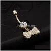 Navel Bell Drop levering 2021 Designer Dangbangen knopringen Belly Piercing CZ Crystal Bowknot Body Jewelry voor sexy dames RZB2X