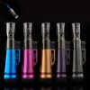 Metal Lighter With lock the flame Butane Gas Refillable Jet Torch Lighter Blue Flame for Cigar Cigarette Smoking Accessories