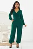 Kvinnors jumpsuits Kvinnor Rompers Long Sleeve Jumpsuit f￶r kvinnor 2022 Elegant Red Black Plus Size Wide Ben Loose Pant Trousers