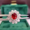 Luxus Blume Rubin Moissanit Versprechen Ring 925 Sterling Silber, Verlobung, Hochzeit Band Ringe für Frauen Braut Finger Schmuck