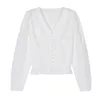 Bianco con scollo a V Donna Blusa in pizzo Ricamo Abbigliamento Vintage Bolder Sleeve Single Breasted Shirts e Top Blusas Mujer 10536 210508