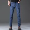Hommes Jeans Hiver Chaud Slim Fit Salopette D'affaires Épaissir Denim Pantalon Marque Polaire Stretch Droite Pantalon Décontracté Homme