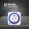 타이머 24 시간 타이머 에너지 세이버 소켓에서 기계식 접지 프로그램 가능한 스위치 스마트 실내 자동 전력 끄기 미국 EU 플러그