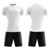 Custom Black Short Sleeve Blank Team Soccer Jerseys Set grossist anpassade toppar med shorts träning jersey mode springa enhetliga kit
