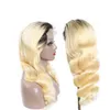 Cabelo Humano Virgem Brasileiro 1B / 613 13 * 4 Rendas Peruca dianteira Onda Corporal Reta Ombre Cor 12-30inch